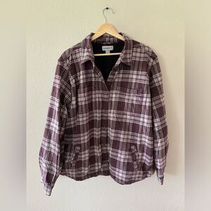 Carhartt Maroon Plaid Flannel Fleece Lined Shacket Long Sleeve Button Down XXL